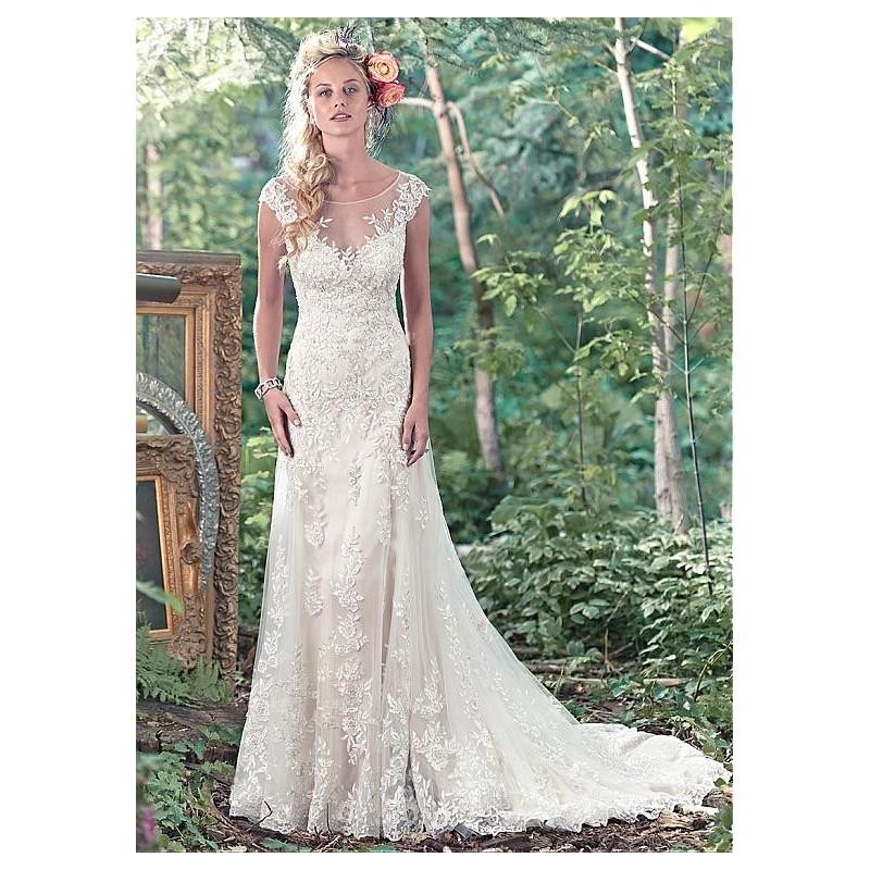 زفاف - Elegant Tulle Scoop Neckline A-line Wedding Dresses With Lace Appliques - overpinks.com