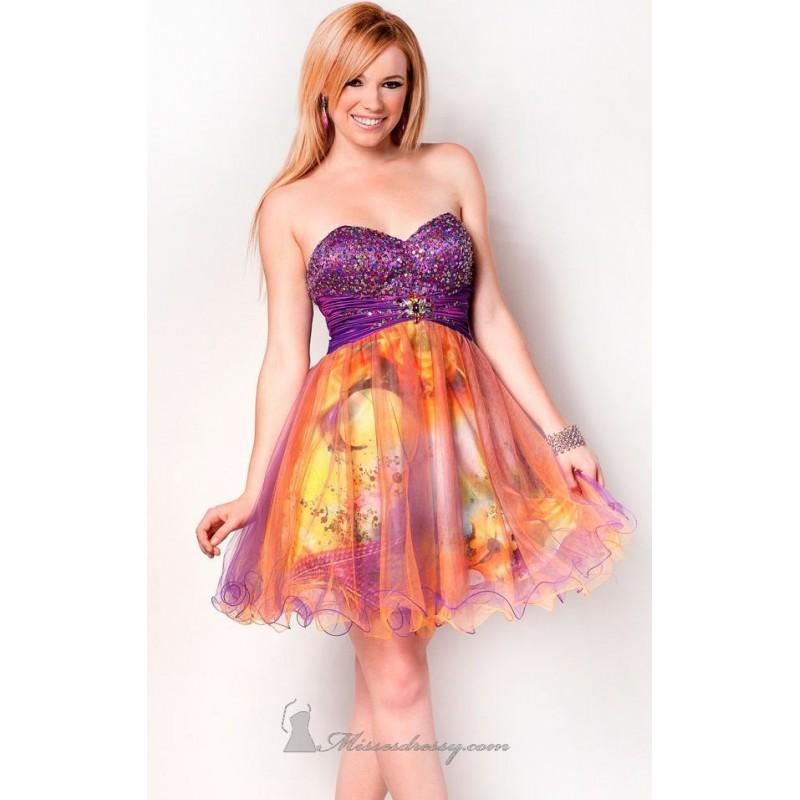 زفاف - Purple/Print Empire Waist Strapless Dress by Nina Canacci - Color Your Classy Wardrobe
