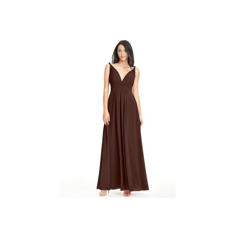 زفاف - Chocolate Azazie Maren - V Back V Neck Chiffon Floor Length Dress - Charming Bridesmaids Store