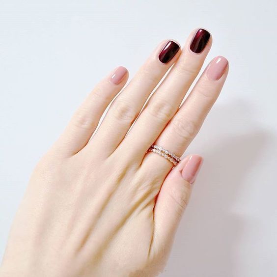 Mariage - Bordeux and Pink Nails