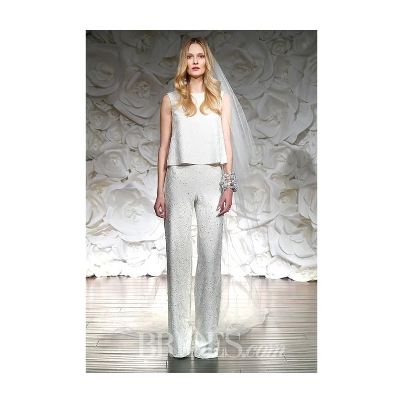 Wedding - Naeem Khan - Fall 2015 - Cortina Sleeveless Silk Georgette Beaded Top and Pants - Stunning Cheap Wedding Dresses