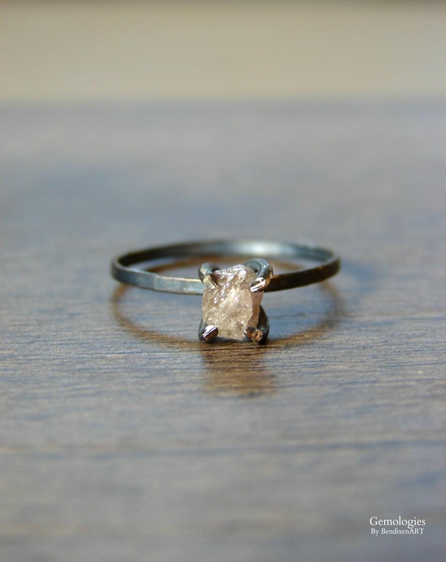 زفاف - Raw Diamond Ring for Women, Rough Pink Diamond & Oxidized Sterling Silver, Diamond Engagement Ring, Proposal, April Birthstone, Gift for Her