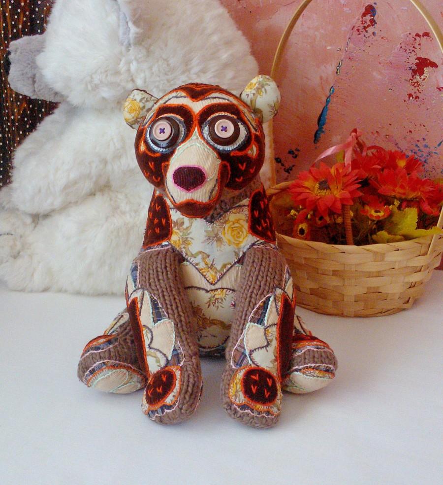 زفاف - Hand knitted bear toy, brown teddy bear toy - soft toy, plush toy ,stuffed toy, home decor