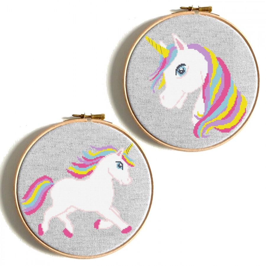 Hochzeit - Unicorn cross stitch pattern Animal cross stitch Baby cross stitch Rainbow cross stitch Nursery modern decor Horse embroidery DIY birthday