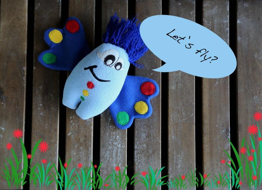 Wedding - Special summer offer: blue monster plush toy Butterfly. Soft bright monster plushie THE FREAKISH collection. Plush toy for baby Soft monster