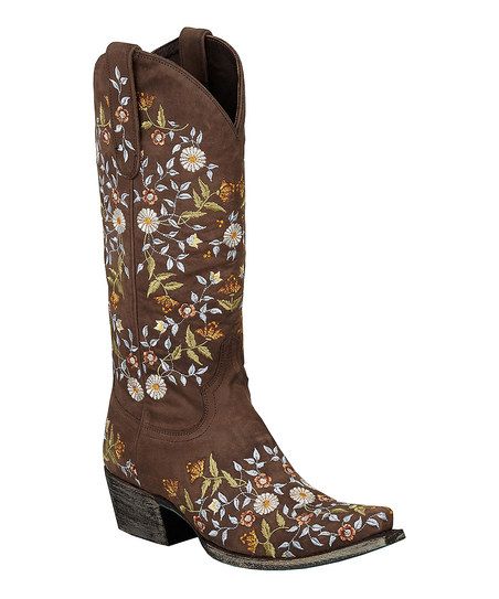 زفاف - Lane Boots Chocolate Floral Spring Fling Cowboy Boot - Women