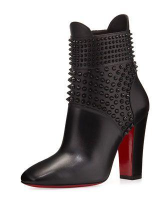 Wedding - Praguoise Studded Red Sole Ankle Boot, Black