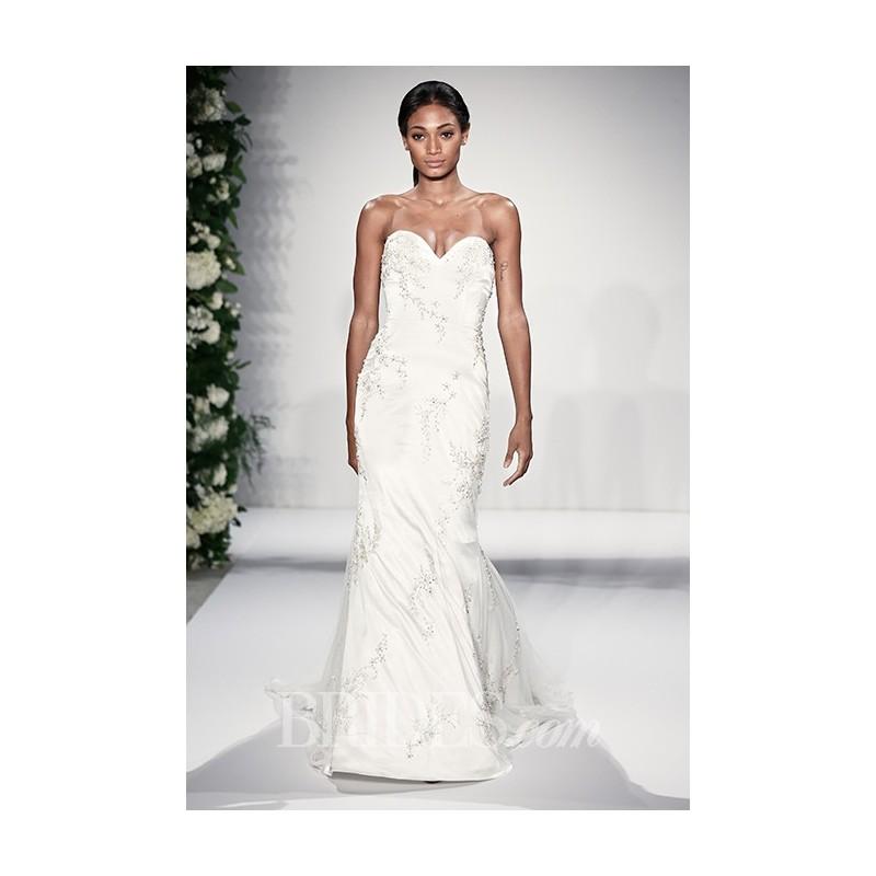 زفاف - Dennis Basso - Fall 2015 - Style 14041 Strapless A-Line Wedding Dress with Beaded Details - Stunning Cheap Wedding Dresses