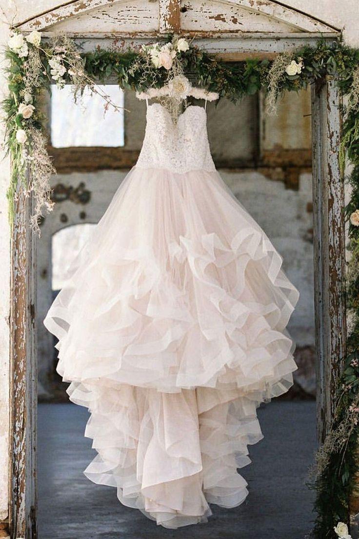 Hochzeit - Unique Tulle Lace Long Wedding Dress, Tulle Bridal Dress