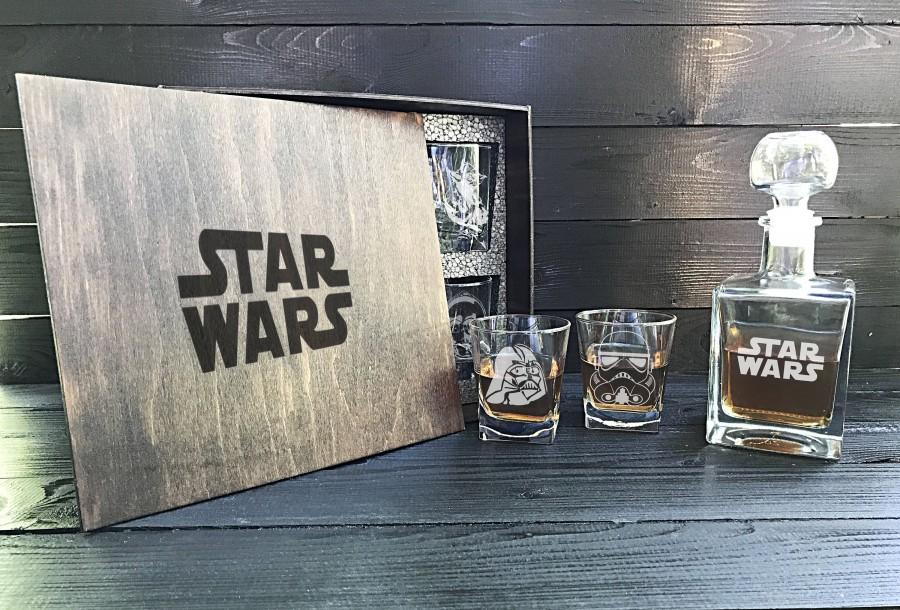 Wedding - Star Wars Whiskey Decanter Set Personalized Decanter Set Gift for Men Groomsmen Gift Whiskey Decanter Whiskey Glasses Personalized Glasses