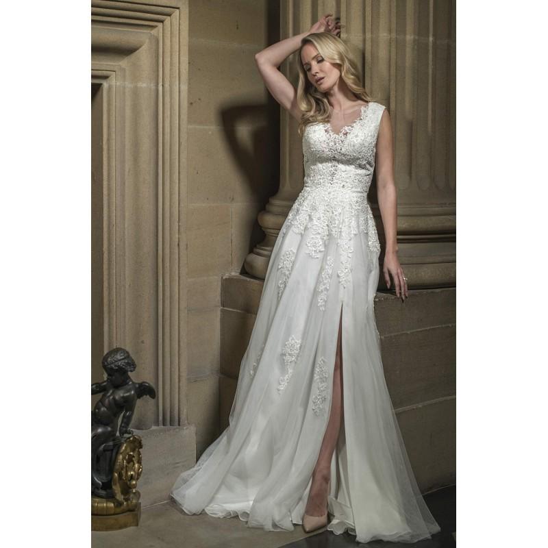 زفاف - Style W440 by Alexia Bridal - Ivory  White Lace  Tulle Illusion back Floor Plunge  V-Neck A-Line Wedding Dresses - Bridesmaid Dress Online Shop
