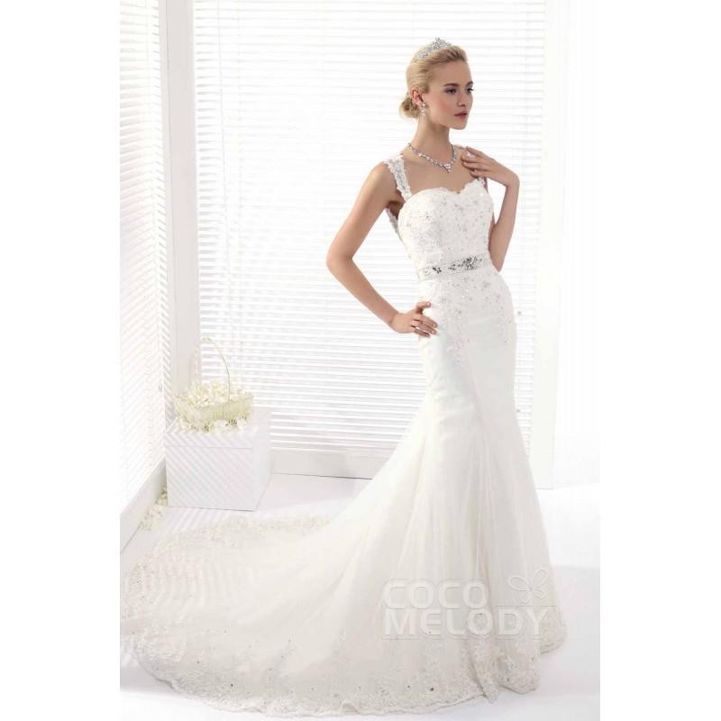 Свадьба - Modern Trumpet-Mermaid Straps Chapel Train Tulle Wedding Dress - Top Designer Wedding Online-Shop