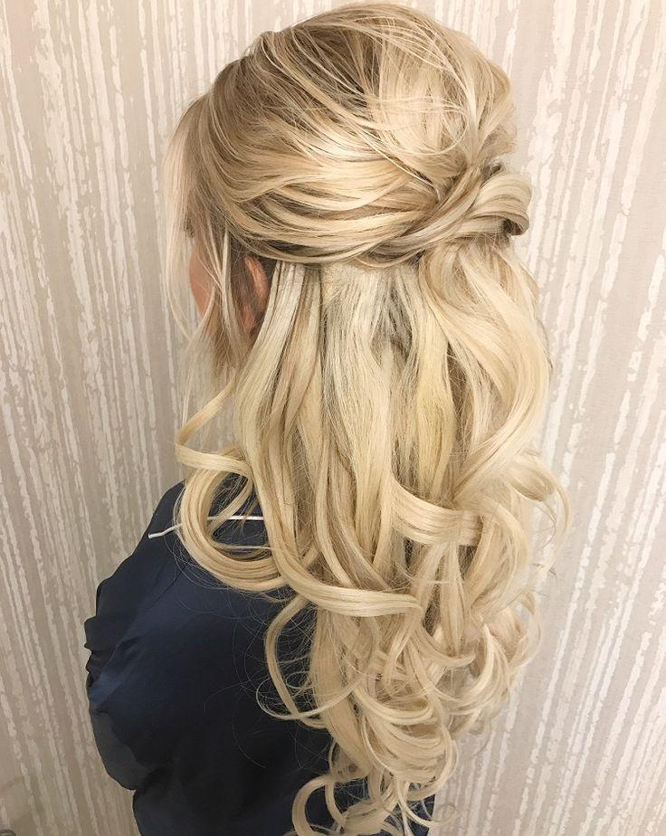 Свадьба - Pretty Half Up Half Down Wedding Hairstyle – Partial Updo Bridal Hairstyle Ideas