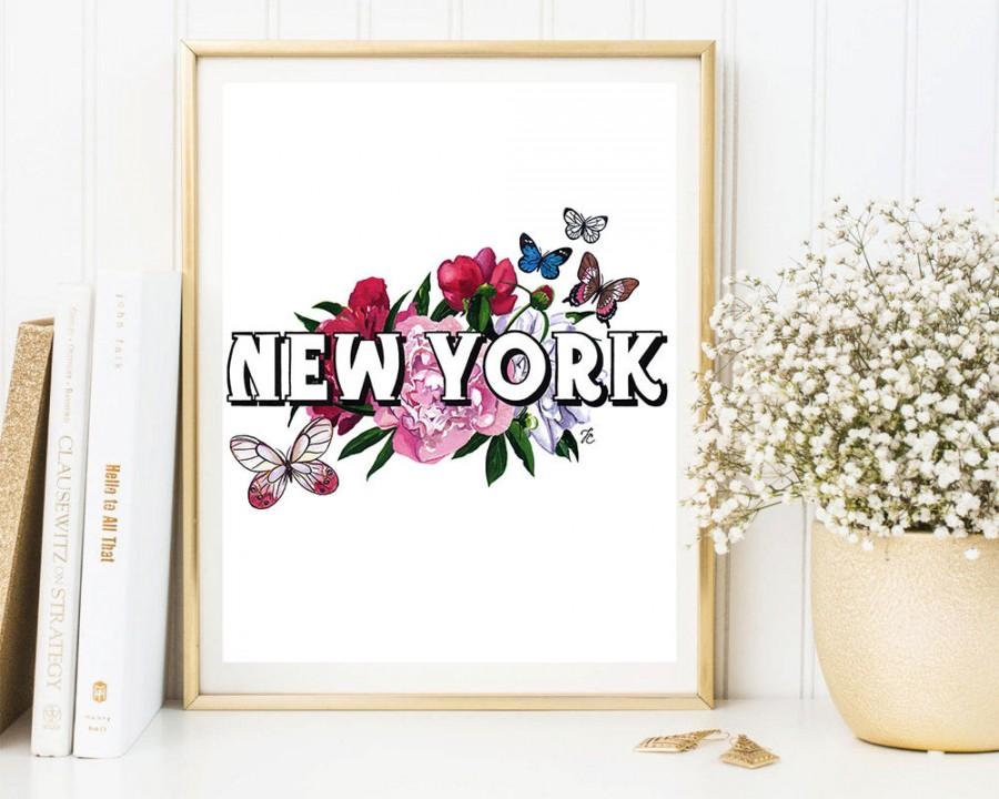 Mariage - New York art, New York painting, New York, Peony illustration,Peony flowers,Fashion poster,New York poster,Watercolor flowers, Fashion print