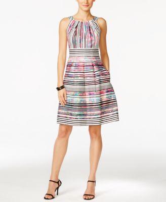Mariage - Nine West Striped Fit & Flare Dress - Dresses - Women - Macy's