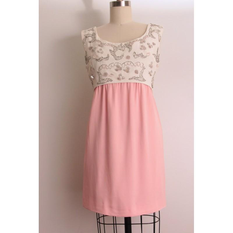 Mariage - Vintage 1950s beaded pink silk mini dress size S bridesmaids dress handmade - Hand-made Beautiful Dresses