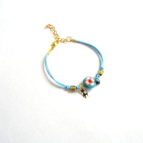 Mariage - Turquoise Flower Bracelet, Turquoise Bracelet, Women Bracelet, Gift For Her, Charm Bracelet, Boho Turquoise Bracelet, CeMJewels