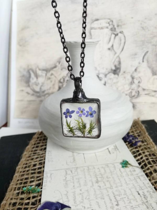 Wedding - Forget Me Not Flower, Forget-Me-Not Pendant, Forget-Me-Not Necklace, Flower Jewellery, Blue flower Bridesmaid Gifts