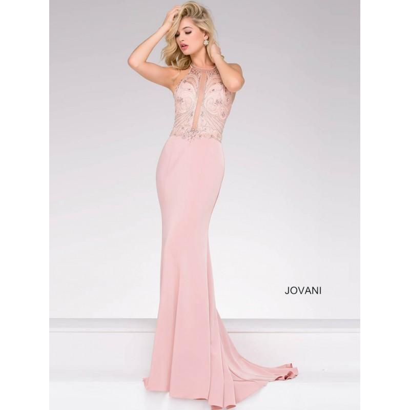 Mariage - Jovani 48754 Prom Dress - Jovani Fitted Prom Long Halter, Illusion Dress - 2017 New Wedding Dresses