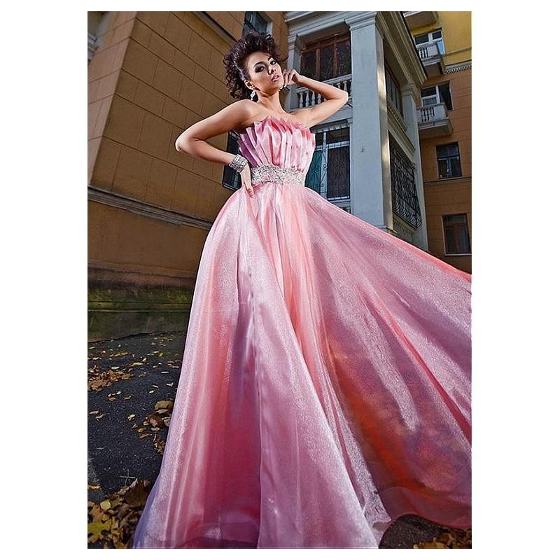 Hochzeit - Marvelous Diamond Tulle & Stretch Satin Strapless A-Line Prom Dresses With Beads & Rhinestones - overpinks.com