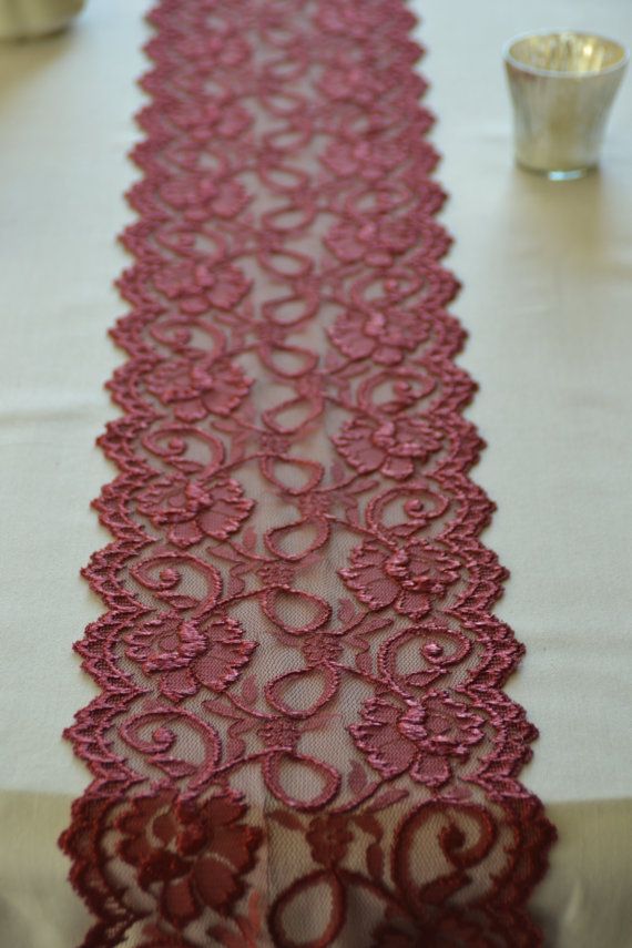 Wedding - Burgundy / Wine Lace Trim 7" Wide  By 1 Yard Lace Table Runner Lace Apparel Lace DIY Wedding