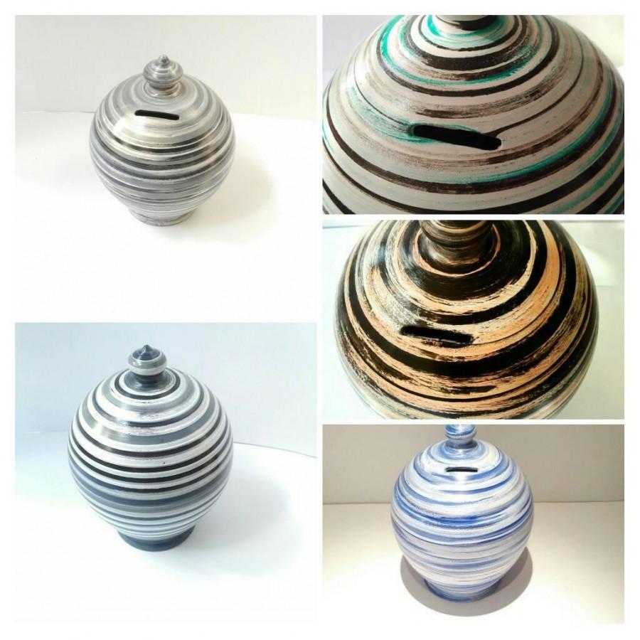 زفاف - Coin bank Custom made with your team school colors, Personalized Adult money tin, Made to Order, urn openable unopenable, giant jar vase pot