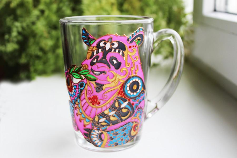 Wedding - Panda bear Mug Panda coffee mug for children Hand Painted mugs panda glass mug Funny mug colorful mug Gift for her custom mug