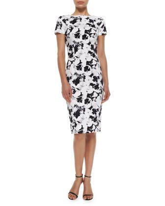 Mariage - Carolina Herrera Short-Sleeve Printed Sheath Dress
