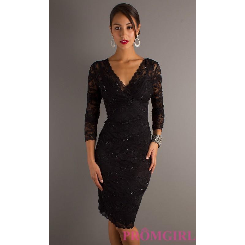 Wedding - Black Lace Cocktail Dress by Marina - Discount Evening Dresses 
