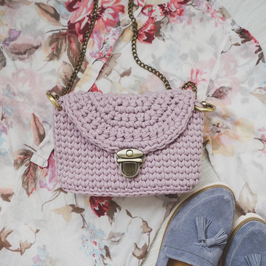 Hochzeit - Women's Crossbody / Handmade Crochet Shoulder Bag / Cotton Tea Rose Crossbody / Summer Crochet Bag with Chain Handle