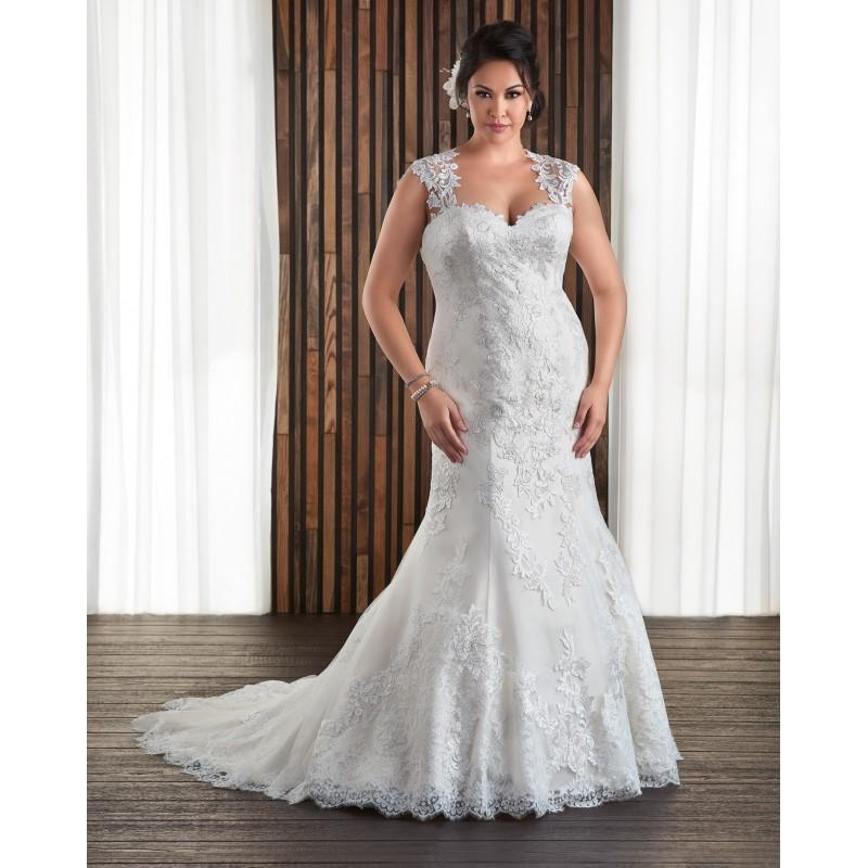 Mariage - Bonny Bridal 2017 1712 Plus Size Chapel Train Ivory Sleeveless Sweetheart Sheath Tulle Appliques Lace Up Wedding Gown - Elegant Wedding Dresses