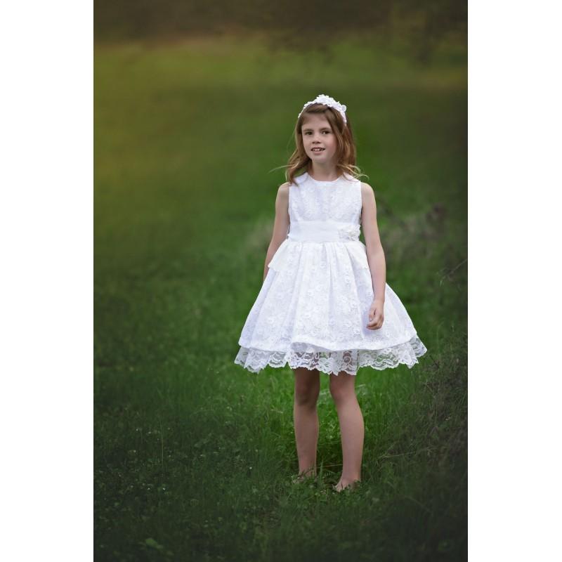 Mariage - White Vintage Lace Flower Girl Dress, Rustic Lace Flower Girl Dress, Unique , Lace Communion Dress, - Hand-made Beautiful Dresses
