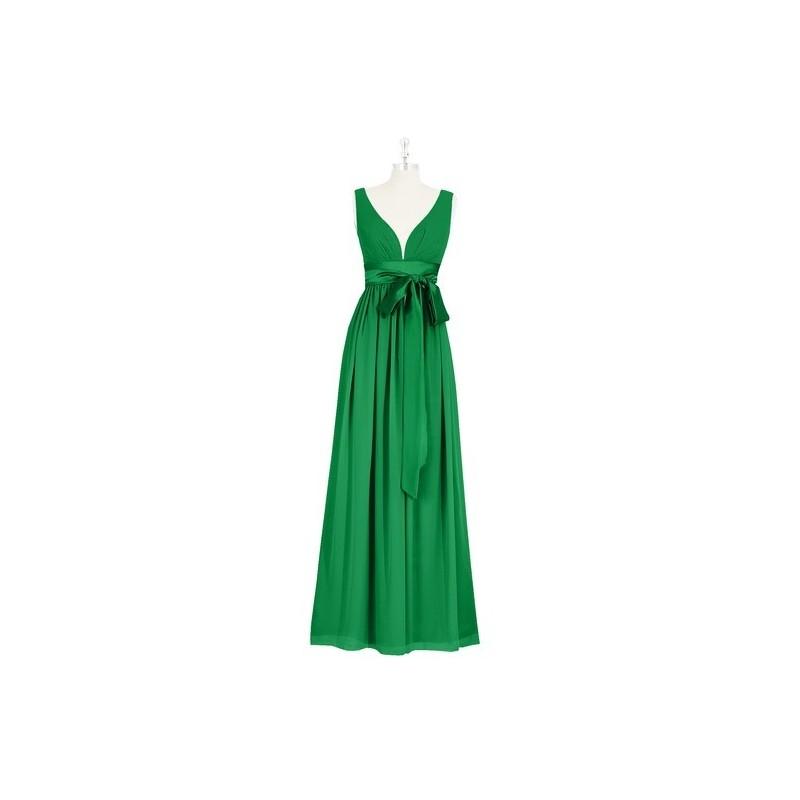 Hochzeit - Emerald Azazie Georgia - Chiffon And Charmeuse Back Zip Floor Length V Neck Dress - Charming Bridesmaids Store