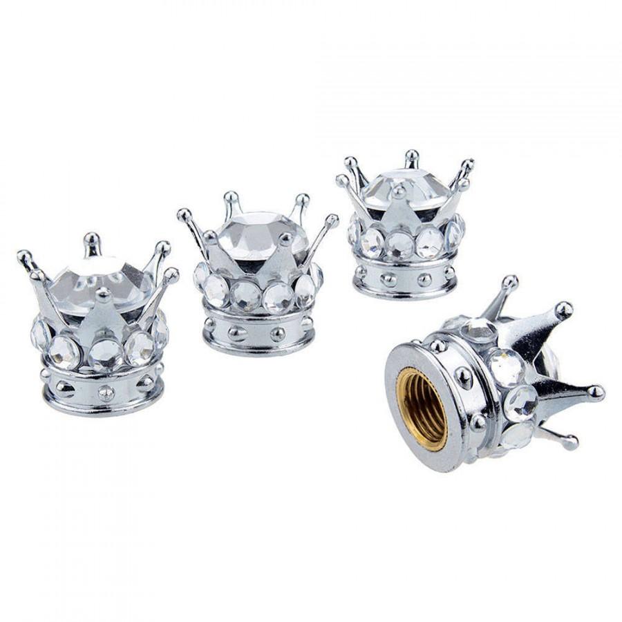 Wedding - Bling Princess Crown Tire Valve Stem Caps, Rhinestone Crystal Crown For Tire/Wheel Car Decoration Bling Car Accessories, Car Bling For Women