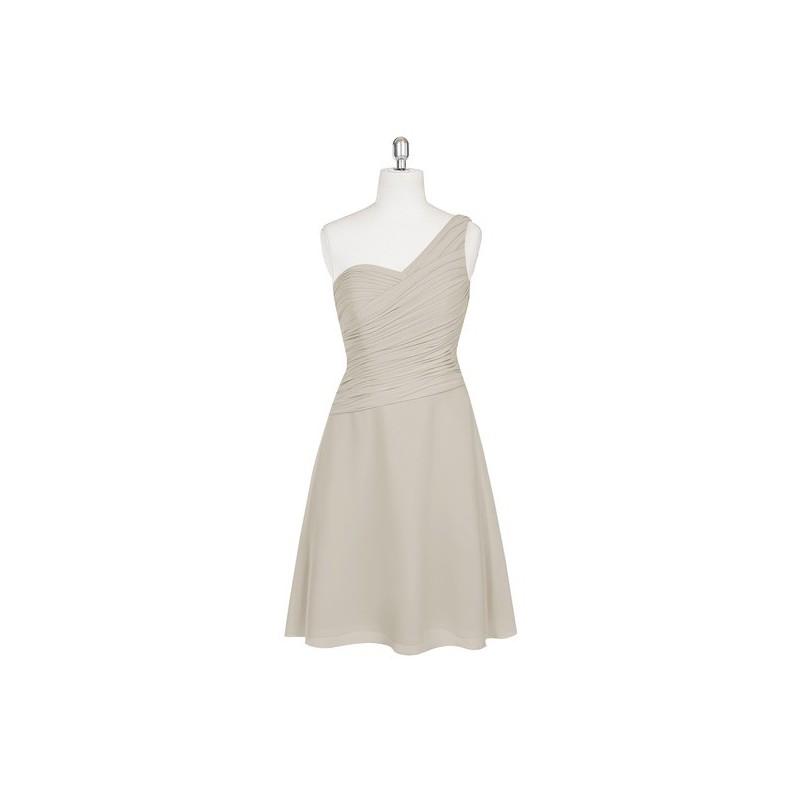Свадьба - Taupe Azazie Brynn - Back Zip One Shoulder Knee Length Chiffon Dress - Charming Bridesmaids Store
