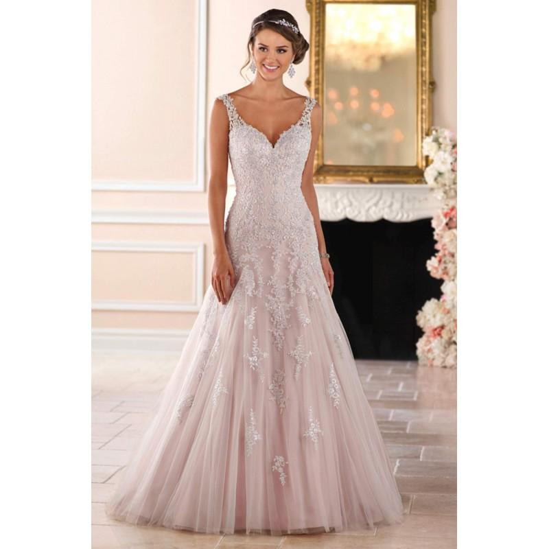 Hochzeit - Stella York Style 6401 by Stella York - Ivory  White  Blush Lace  Tulle Illusion back Floor Wedding Dresses - Bridesmaid Dress Online Shop