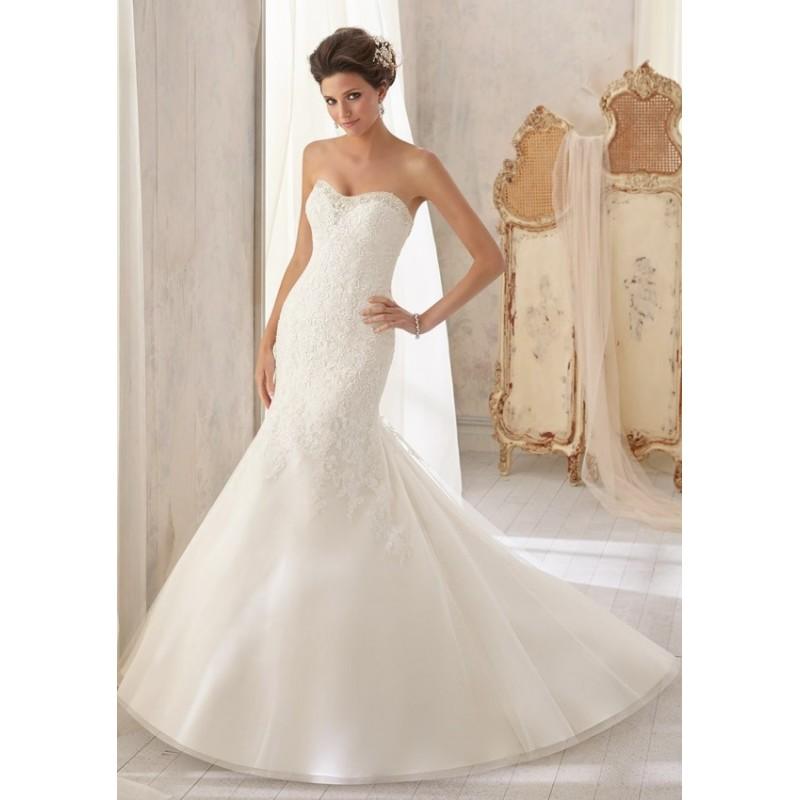زفاف - Blu by Mori Lee 5211 Strapless Lace Fit and Flare Wedding Dress - Crazy Sale Bridal Dresses