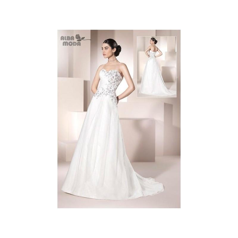 Hochzeit - Vestido de novia de Alba Moda Modelo N15501 - 2015 Evasé Palabra de honor Vestido - Tienda nupcial con estilo del cordón