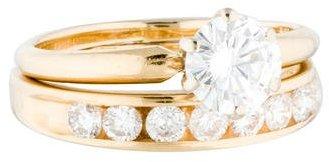 Wedding - Engagement Ring 14K Diamond Wedding Set