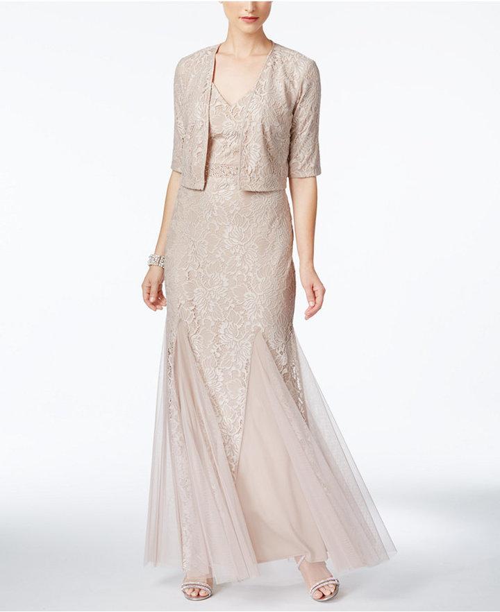 Hochzeit - Alex Evenings Lace A-Line Gown And Jacket