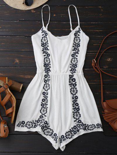 Wedding - Cami Floral Embroidered Romper