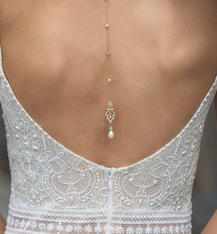 زفاف - Vintage Pearl Backdrop Necklace