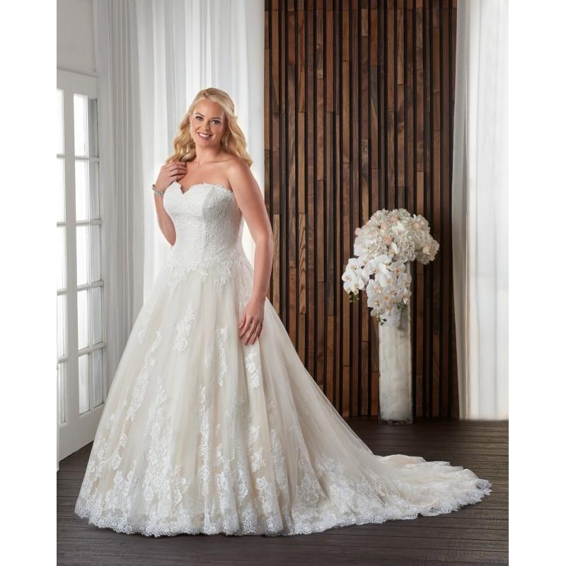 Wedding - Bonny Bridal 2017 1711 Tulle Appliques Chapel Train Plus Size Ivory Sweetheart Sleeveless Aline Wedding Dress - Elegant Wedding Dresses