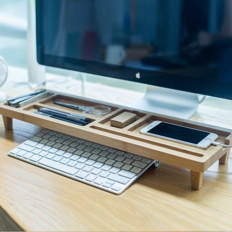 Mariage - Wooden Keyboard Rack Desktop Accessories Storage Desk Organizer Holder Shelf
