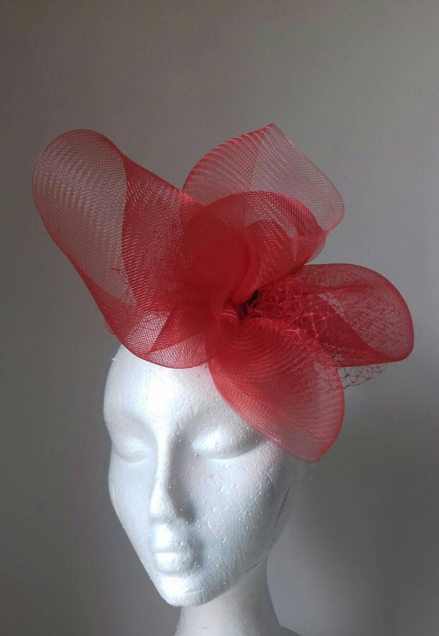 Wedding - Red headpiece, Crin headpiece, Wedding headpiece, Red hat, Womens hat, Wedding hat, Wedding accessories, Red hairpiece, Womens accessories