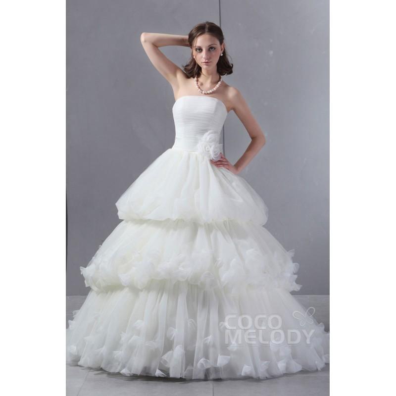 زفاف - Impressive Princess Strapless Chapel Train Tulle Wedding Dress CWJT13004 - Top Designer Wedding Online-Shop