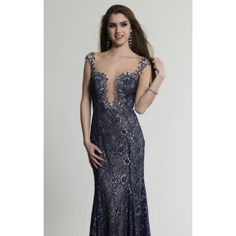 زفاف - Beaded Bateau Neckline Lace Dress by Dave and Johnny 474 - Bonny Evening Dresses Online 
