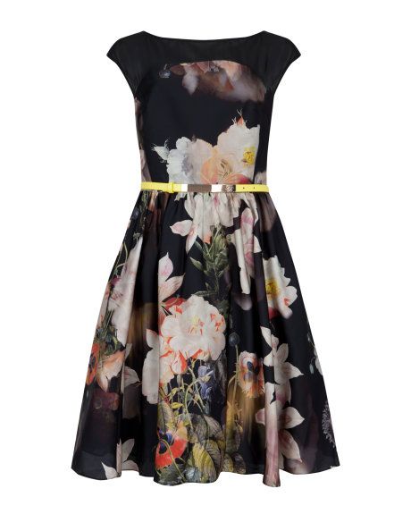 Mariage - Opulent Bloom Full Skirt Dress - Black 