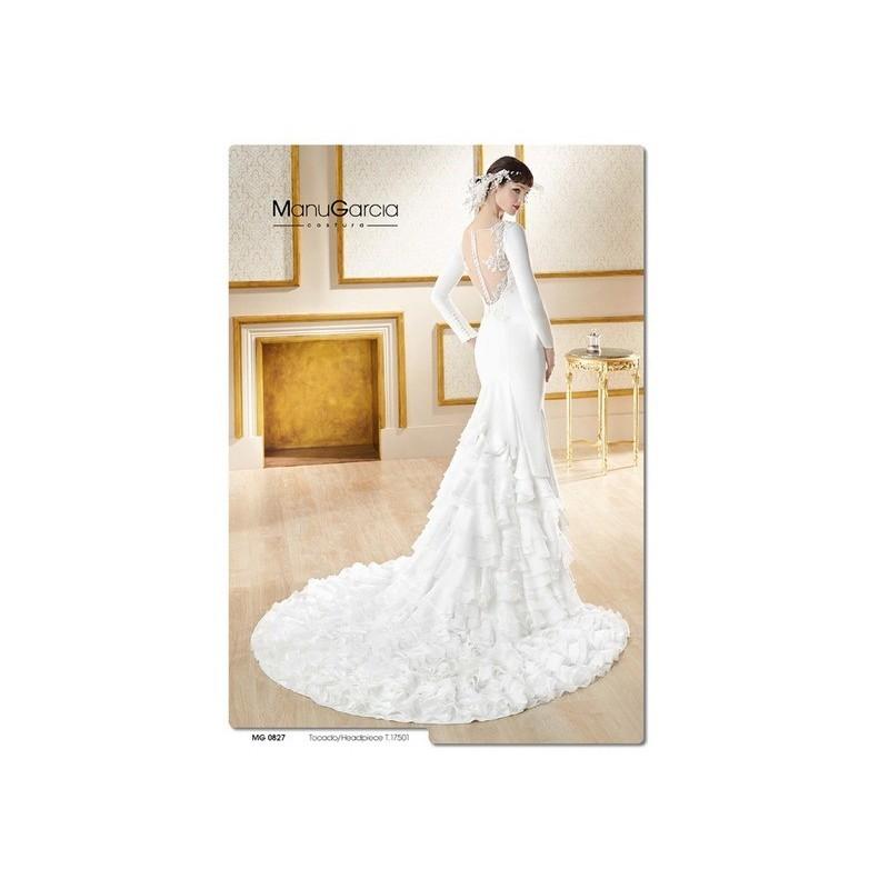 Hochzeit - Vestido de novia de Manu García Modelo MG0827 espalda - 2017 Sirena Pico Vestido - Tienda nupcial con estilo del cordón