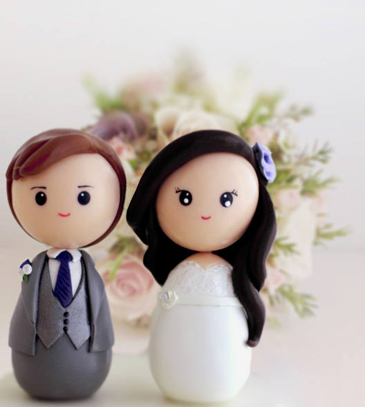 Свадьба - Personalized wedding cake topper kokeshi